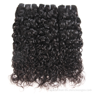 Wholesale Indian Hair Vendors Cuticle Aligned Raw Virgin Hair Natural Color Water Wave Human Hair Bundles With Frontal Closure